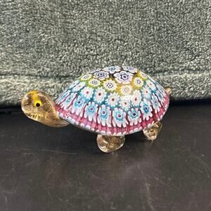 Murano Millefiori Turtle Venetian Art Glass Gold Fleck Italy w Sticker